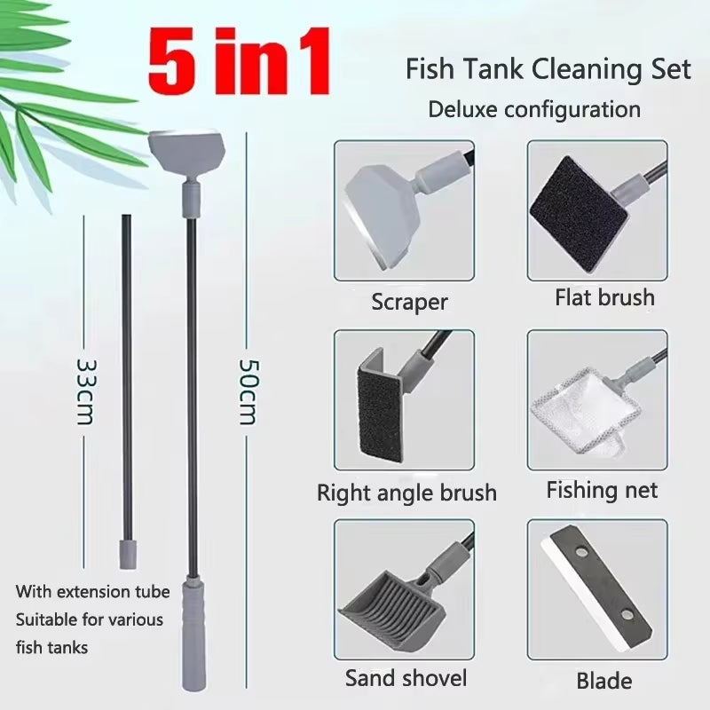 Aquarium Fish Tanks Cleaning Tools Kit Algae Tank Cleaner Set Aquarium Cleaner Fish Tank Net Scraper Sponge Accessories