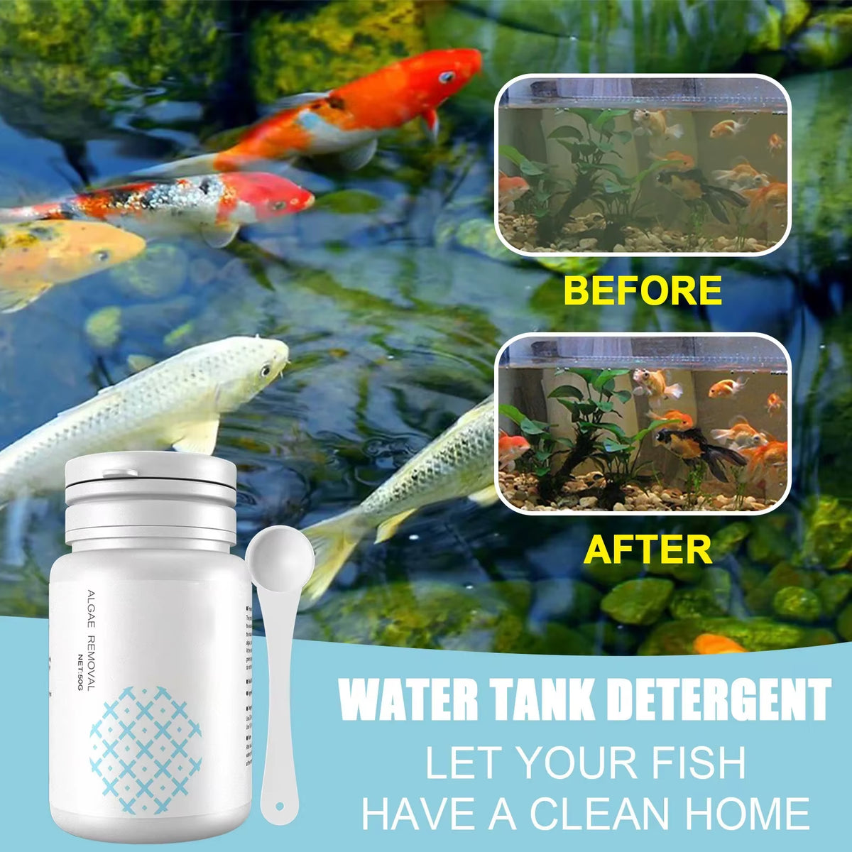 Fish Tank Cleaning Algae Tablets Tank Moss Odor Remover Water Purify Aquarium Algaecide Control Cleaning Algae Repellent Agent