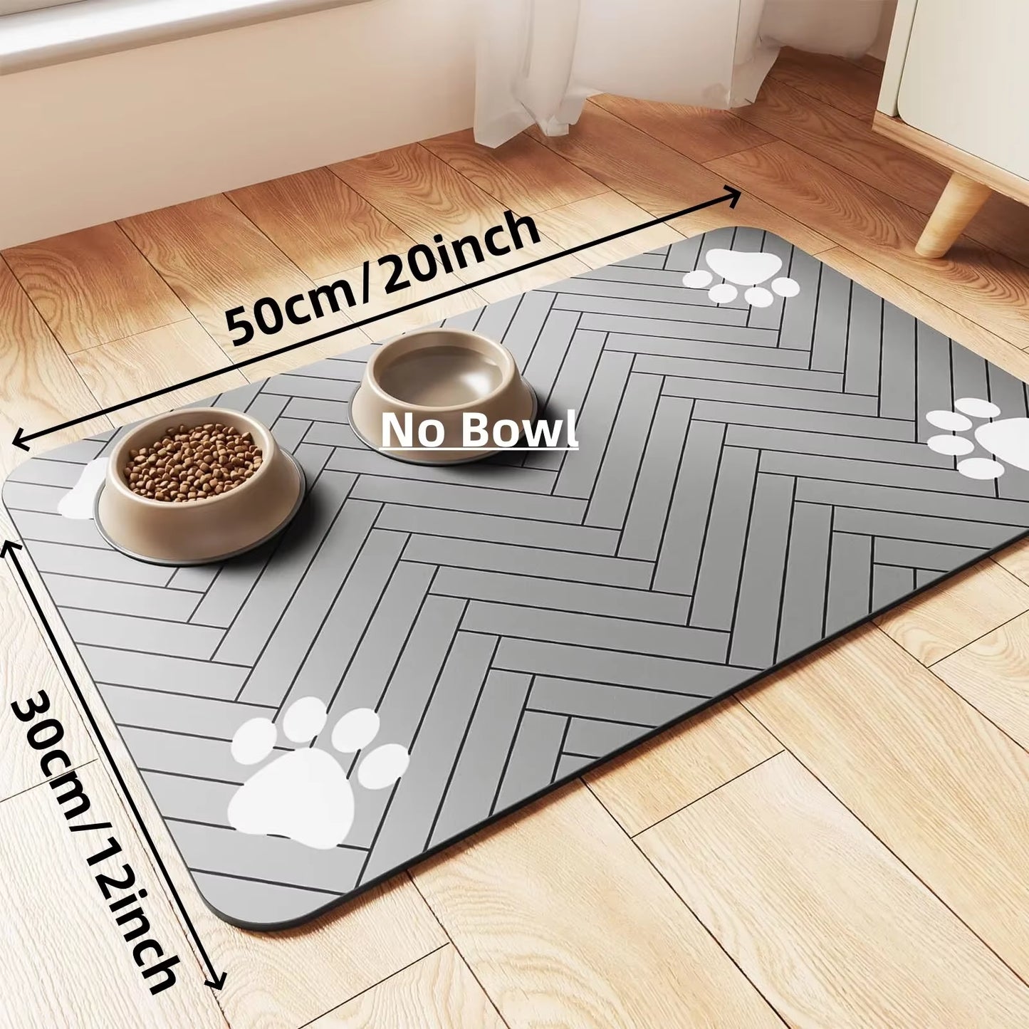 S(Little Kitten )、M、L Bsorbent Pet Feeding Mat, Waterproof Placemat for Dog & Cat Food & Water Bowls, Quick-Dry Rubber Backing