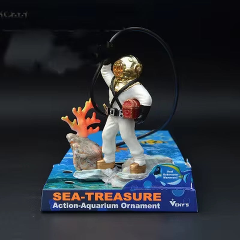 World of Tanks Resin Aquarium Ornament Treasure Diver Hunter Fight Treasure Figure Statue Action Fish Diver Aquarium Landscape