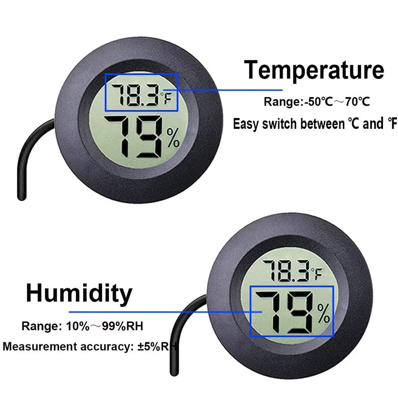 Digital Thermometer Hygrometer Meter for Reptile Turtle Terrarium Aquarium Tank Accessories Temperature Humidity