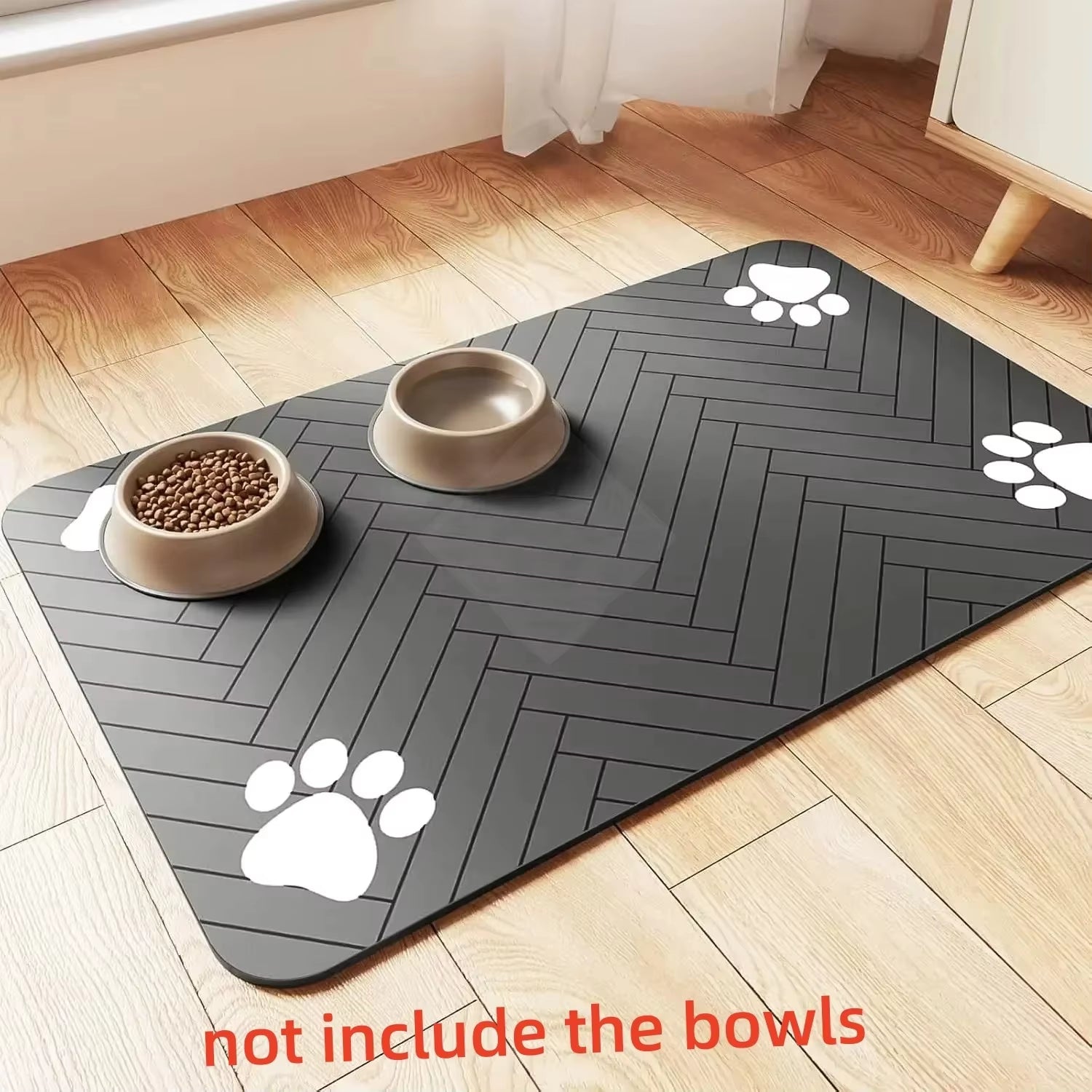 S（Little Kitten ）、M、L Bsorbent Pet Feeding Mat, Waterproof Placemat for Dog & Cat Food & Water Bowls, Quick-Dry Rubber Backing