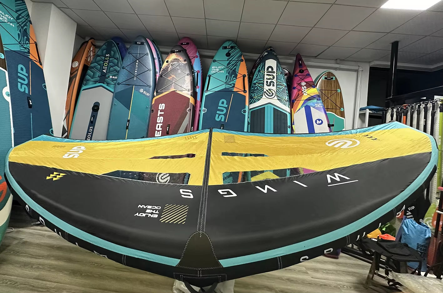 E SUP All round Inflatable SUP Board PVC/EVA Material Foldable Durable 2-Year Warranty Ocean Use Pump & Repair Kit Included