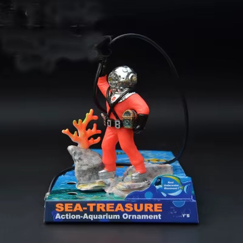 World of Tanks Resin Aquarium Ornament Treasure Diver Hunter Fight Treasure Figure Statue Action Fish Diver Aquarium Landscape