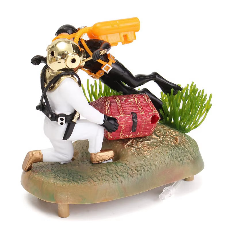 World of Tanks Resin Aquarium Ornament Treasure Diver Hunter Fight Treasure Figure Statue Action Fish Diver Aquarium Landscape