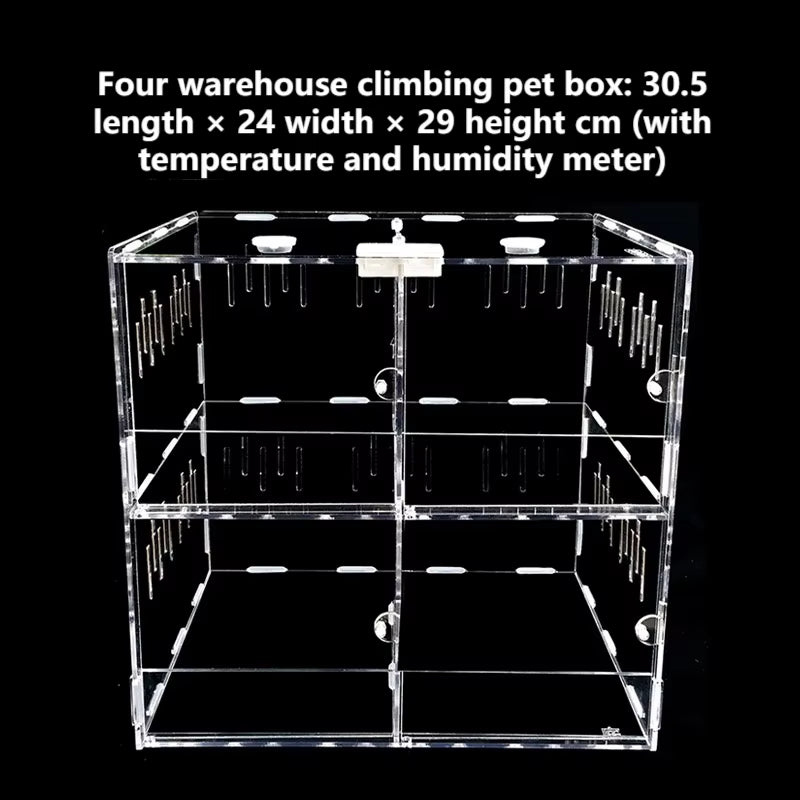 Acrylic Reptile Container Magnetic Acrylic Reptile Cage Acrylic Reptile Breeding Box with Thermometer and Insect Breeding Box