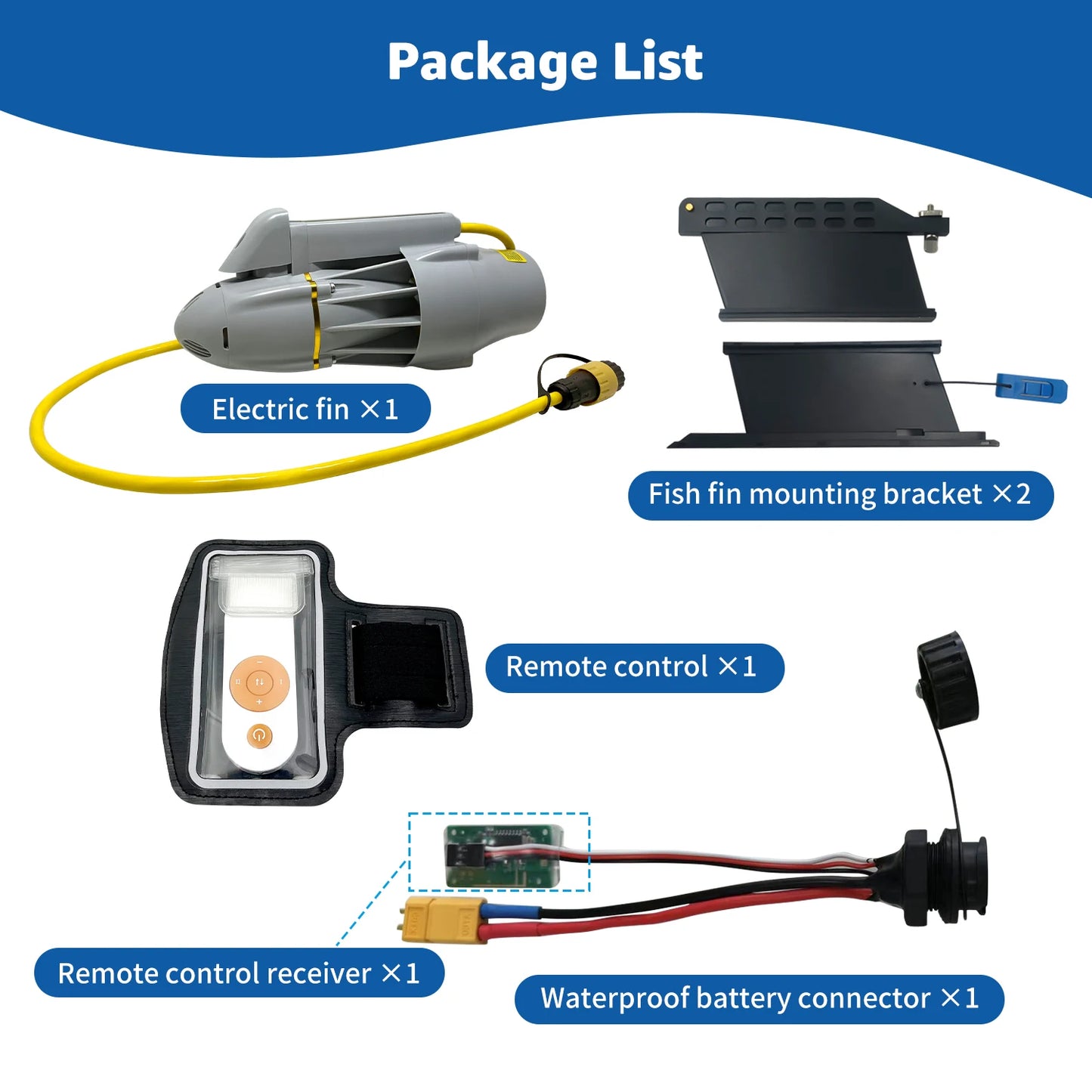 Underwater Thruster Motor for Kayak Boats Accessories, Electric Fins Propeller Stand up Paddle SUP Surf Fishing Motor