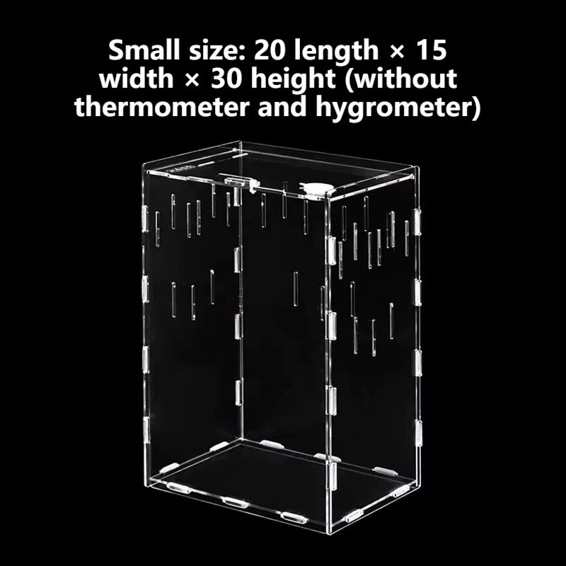 Acrylic Reptile Container Magnetic Acrylic Reptile Cage Acrylic Reptile Breeding Box with Thermometer and Insect Breeding Box