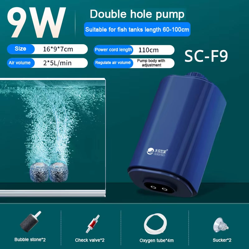 Silent Aquarium Air Pump Oxygen Fish Tank Compressor Large Oxygenator Aerator Check Valve Adjustable Four Outlet Aquatic 220V14W