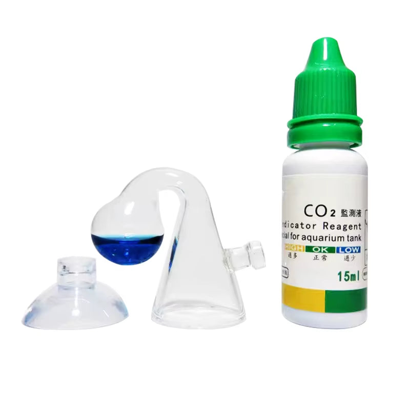 Aquarium CO2 Indicator DIY Fish Tank Glass Liquid Tester Monitor Plants Grass CO2 System Solution Drop Checker Kit 15Ml