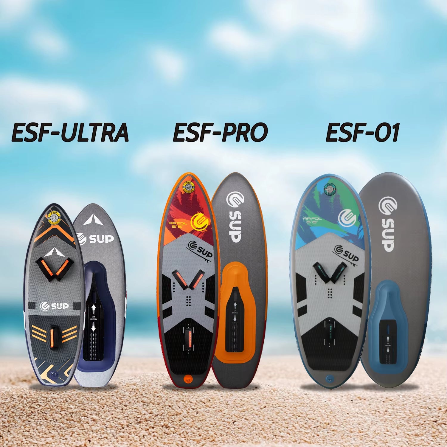 E SUP All round Inflatable SUP Board PVC/EVA Material Foldable Durable 2-Year Warranty Ocean Use Pump & Repair Kit Included