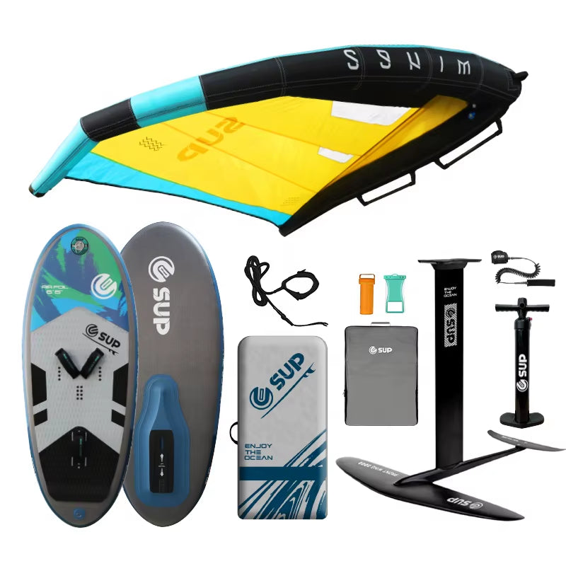 E SUP All round Inflatable SUP Board PVC/EVA Material Foldable Durable 2-Year Warranty Ocean Use Pump & Repair Kit Included