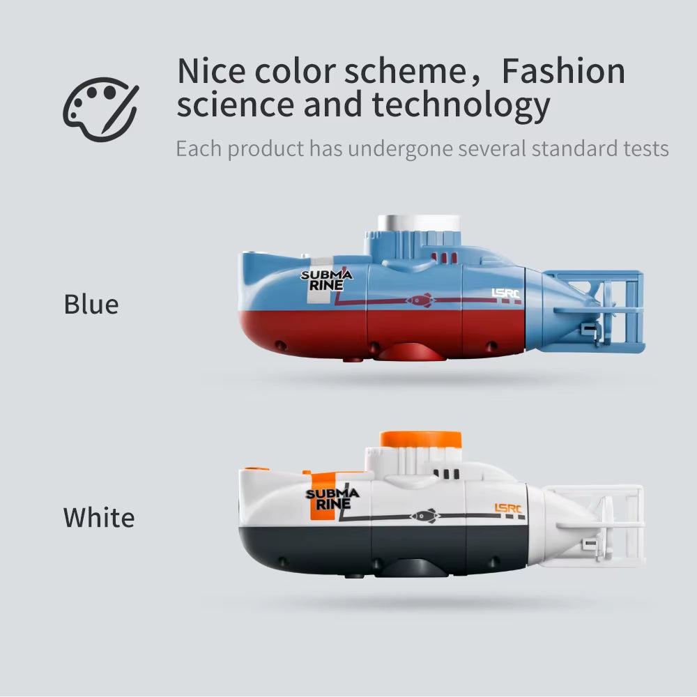 Mini RC Submarine for Kids - Remote Control Boat with 0.1M/S Speed Waterproof Diving Simulation Model Toy for Christmas