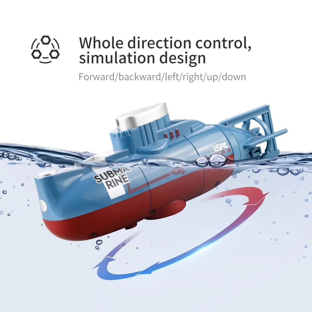 Mini RC Submarine for Kids - Remote Control Boat with 0.1M/S Speed Waterproof Diving Simulation Model Toy for Christmas