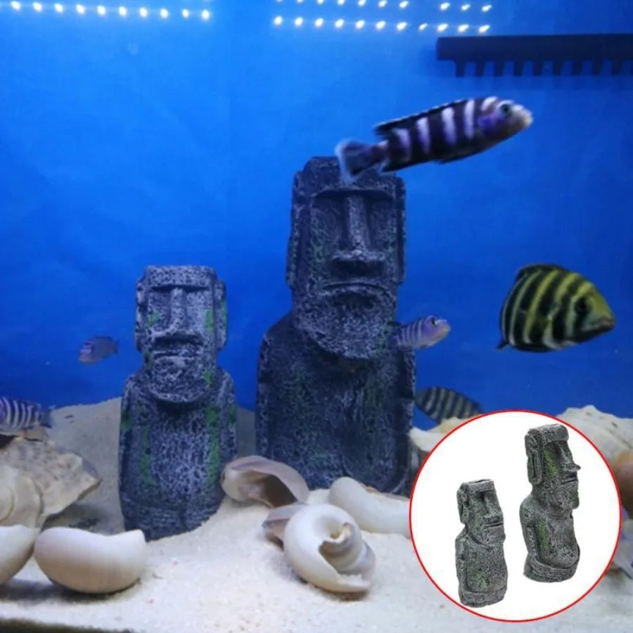 Moai Statue Aquarium Decor