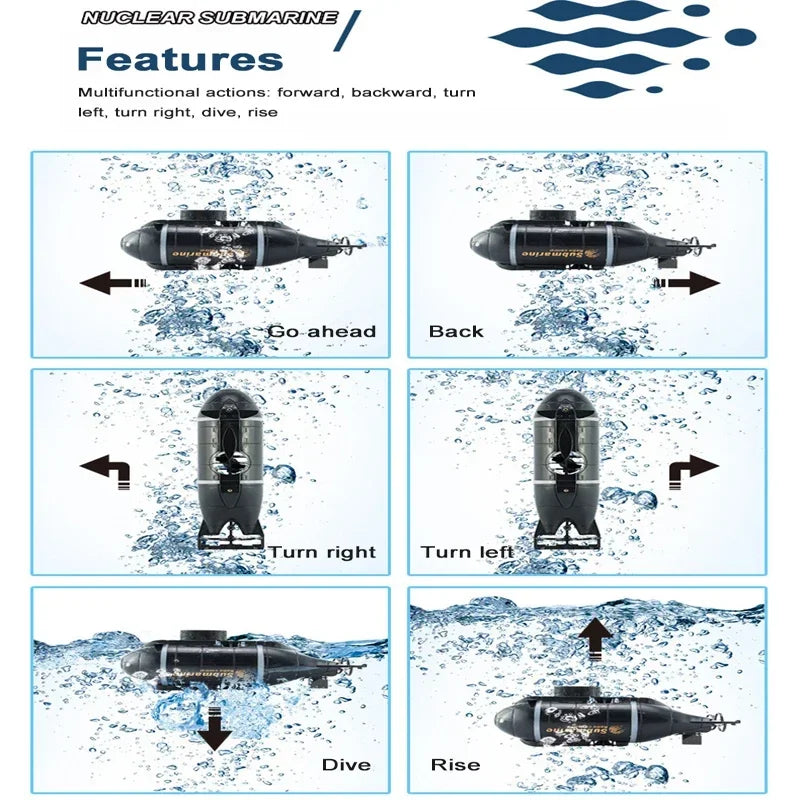 Mini Rc Submarine Boat Underwater Simulation Boats 6CH Dual Motor 2.4G Remote Controlled Ship Electric Toys for Boys Children