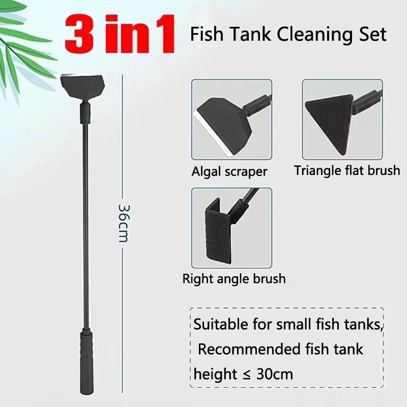Aquarium Fish Tanks Cleaning Tools Kit Algae Tank Cleaner Set Aquarium Cleaner Fish Tank Net Scraper Sponge Accessories
