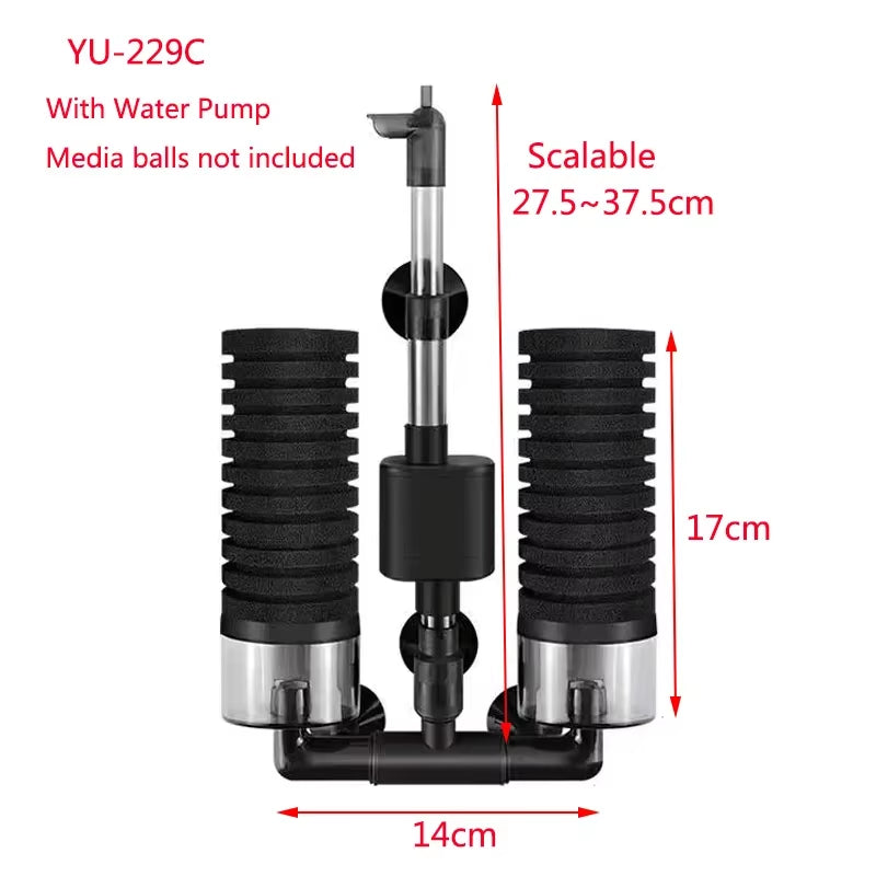 Aquarium Sponge Filter with Water Pump for Fish Tank Air Pump Skimmer Biochemical Filter Aquarium Bio Filters Filtro Aquario
