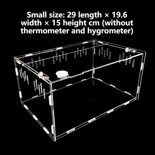 Acrylic Reptile Container Magnetic Acrylic Reptile Cage Acrylic Reptile Breeding Box with Thermometer and Insect Breeding Box
