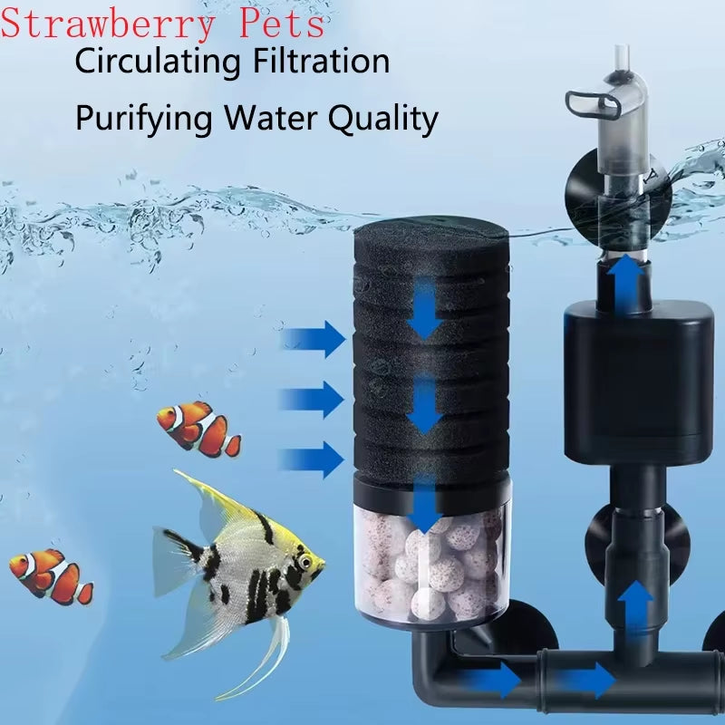 Aquarium Sponge Filter with Water Pump for Fish Tank Air Pump Skimmer Biochemical Filter Aquarium Bio Filters Filtro Aquario