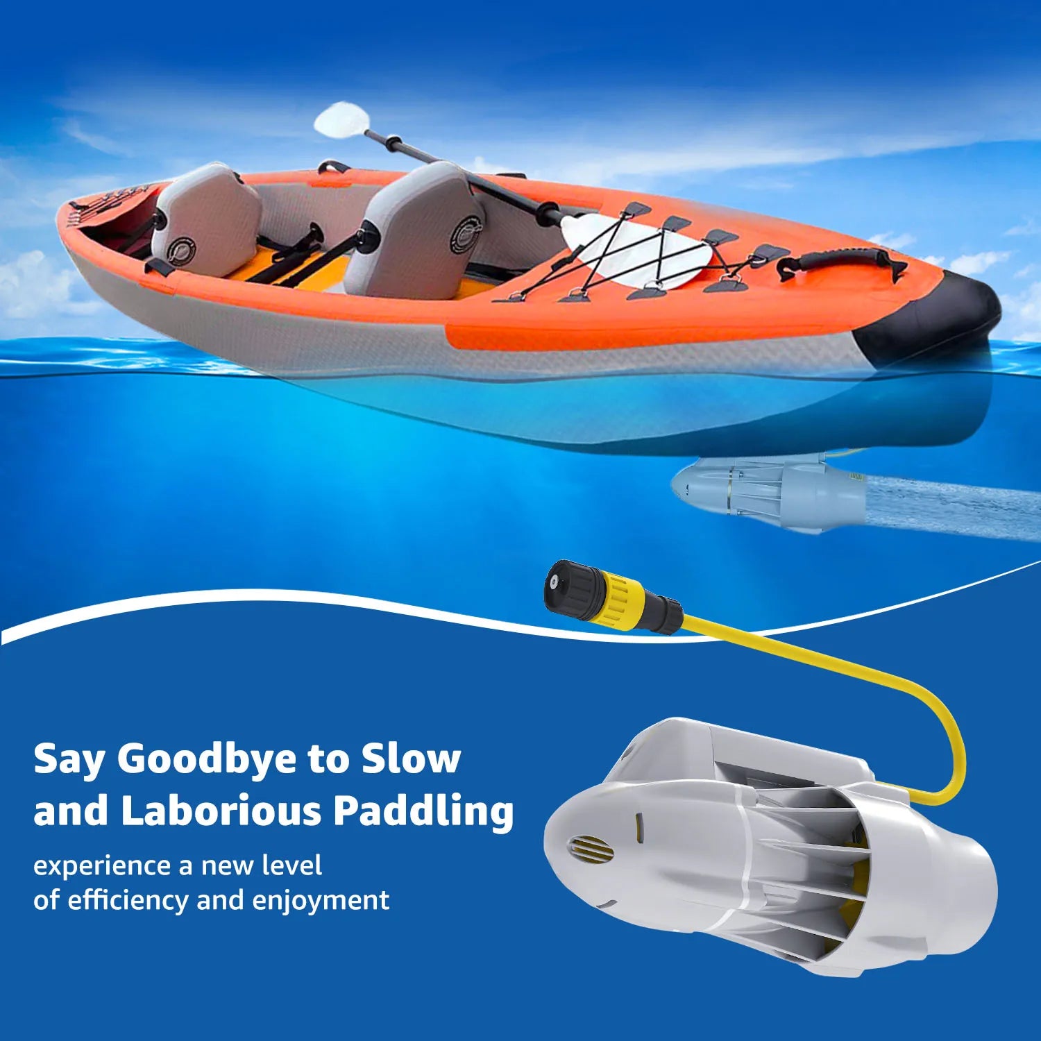 Underwater Thruster Motor for Kayak Boats Accessories, Electric Fins Propeller Stand up Paddle SUP Surf Fishing Motor