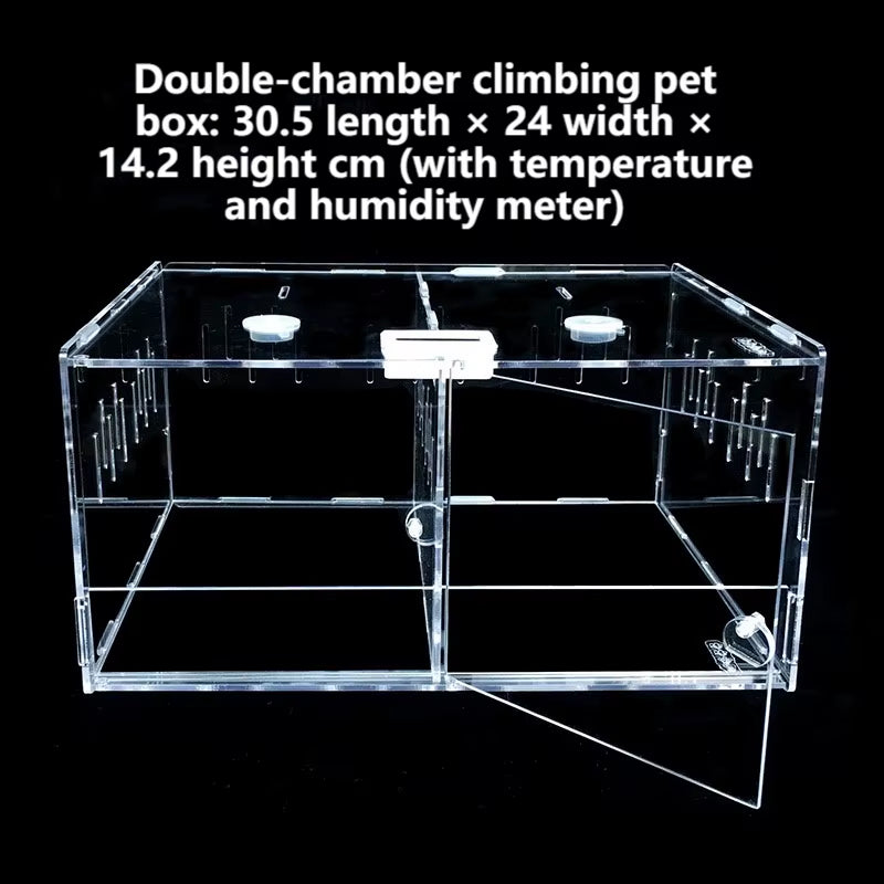 Acrylic Reptile Container Magnetic Acrylic Reptile Cage Acrylic Reptile Breeding Box with Thermometer and Insect Breeding Box