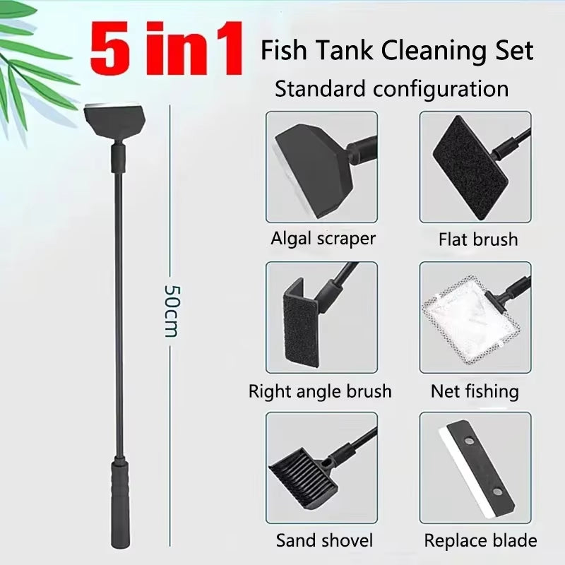 Aquarium Fish Tanks Cleaning Tools Kit Algae Tank Cleaner Set Aquarium Cleaner Fish Tank Net Scraper Sponge Accessories